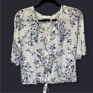 Elegant Floral V-Neck Blouse